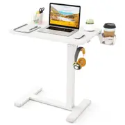 Costway Mobile Standing Desk Height Adjustable Overbed Bedside Table Rolling Laptop Study Desk White