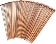 14 Inch Single Point Bamboo Knitting Needles Set for Beginners, 18 Pairs US Size 0-15 (2.0-10.0mm) Straight Wooden Knitting Needles, Long Wood Needles Prefect for Sweaters, Socks, Shawl and Scarf