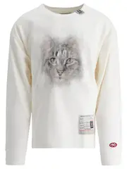[Maison Mihara Yasuhiro] Maison Mihara Yasuhiro-Cat Printed Sweatshirt Sweatshirts Bianco-Uomo 46 White