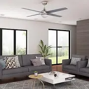 ELEGANT White Ceiling Fans with Remote Control and LED Color Change Light, 4 Reversible Blades 3-Speed, Timer, 48 Inch, Quiet AC Motor Fan Lighting for Living Room