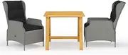 3 Piece Garden Dining Set Light Grey Patio Bar Sets