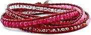 [JewelryWeb] Crystal and-Multi Colored Dyed Jade Beaded Leather-Multi-colored-Multi wrap Bracelet-Wrap-Bracelet for Women