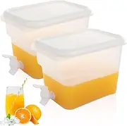 LOPYXBR 2PCS Drink Dispenser with Tap 6L Plastic Water Dispenser with Tap Clear Fridge Water Dispenser for Beverage, Drink, Juice, Iced Tea