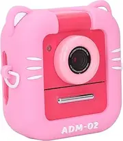 Instant Print Camera for Kids, 48MP 1920 X 1080P Digital Camera with 2.4 Inch Screen, Thermal Printing Children Digital Camera for Photo and Video (Pink)