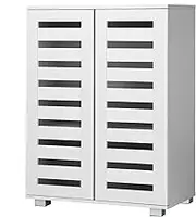 ALFORDSON Shoe Cabinet 21 Pairs Shoes Storage Rack Adjustable Cabinets Organiser Drawer Shelf with Slatted Doors, Wooden Home Furniture for Living Room, Entryway, Hallway, 86cm White