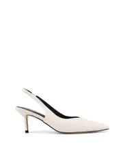 Yory Slingback Kitten Heels - Chalk White Leather