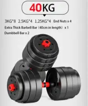 40kg Adjustable Dumbbell Set Barbell Home GYM Exercise Weights