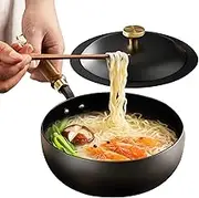 Nonstick Pot,Kitchen Cooking Pots with Lids | Wooden Handle Cooking Tools, Kitchen Supplies Iron Cookware for All Stove, Stock Soup Chinese Wok