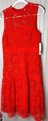 Antonio Melani Womens DRESS 12 Trumpet Red Lace Mermaid Lined Zip NEW $199