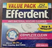 Efferdent Anti-Bacterial Denture Cleanser Value Pk 252 Tablet Complete Clean NEW