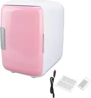 Car Mini Fridge 4 Litre, Compact Mini Fridge with a Separator, Super Quiet And Portable Mini Fridge Great for Bedroom, Office, Car, Dorm (Pink)