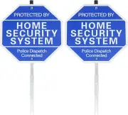 2-Pack Protected by Home Security System Signs for Yard - Police Dispatch Connec