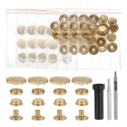 24Set Leather Snap Fasteners Kit 20mm Metal Snap with 3 Setter Tools Gold
