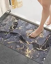 DEXI Bath Mat Rugs Bathroom Floor Mats Super Absorbent Ultra Thin Low Profile Non Slip Quick Dry Washable Carpet for Sink Shower Toilet, 16"x24" Dark Grey