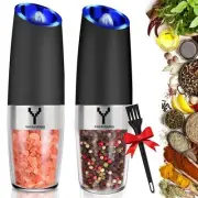 Gravity Grinder set of 2,Automatic Pepper and Salt Mill Grinder with Blue LED...