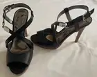 NIB Coach Wendelle Clssc Veg Leather Women's Heel Sandal Shoes Black Size 7 M