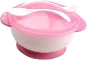 Suction Bowl Set Non Slip Feeding Tableware for Infants Includes Pink Bowl and Fork & Spoon for Training and Mealtime