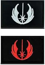 2 PCS Jedi Order Jedi Knight Tactical Patch Morale Military Patch Full Embroidery Hook and Loop Patch for Bags,Backpacks,Clothes,Vest,Harness,Jacket,Military Uniforms