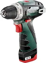 [metabo] PowerMaxx BS Basic Cordless Drill - 600984500-12 V - Compact Drill with Battery Indicator - Includes Battery and Charger