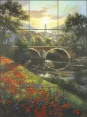 Mountain Valley Tile Backsplash Nenad Mirkovich Landscape Ceramic Mural NMA023