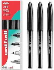 uni-ball AIR Micro - 0.5mm Fine Rollerball - UBA-188-M - In Gift Box Packaging (Black, 3 Pack)