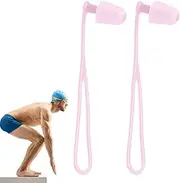 Swimmers Ear Plugs,Waterproof Ear Plugs Silicone | Waterproof Reusable Hearing Protection Earbuds with Lanyard, Exercise Accessories for Adults Kids Swimmer