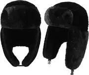 [Twistover] 2 Pcs Trapper Hat Furry Ushanka Russian Hat Warm Fluffy Hat Windproof Winter Hat Earflap Ski Hunting Hat Men Women
