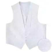 New White Cotton Pique fullback Tuxedo Vest self tie Bow Tie Debutante FREE SHIP