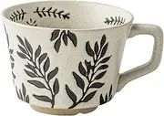 QIXCOZTI Large Ceramic Mugs for Men & Women, Unique Microwave & Dishwasher Safe Tea/Coffee Rustic Stoneware Cups for Office & Home（Black）