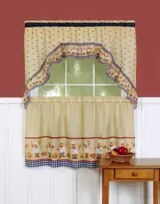 Cucina Chef Complete Tier & Swag Set Kitchen Curtain Black & White border 24" L