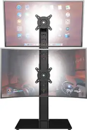 Vertical Dual Monitor Stand for 13-34 Screens - Swivel, Tilt, Height Adjustable