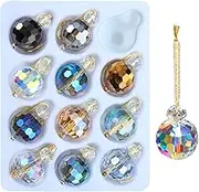 12 Pcs Multicolor Crystal Glass Christmas Balls Ornaments, 0.87" Mini Colorful Prism Ball Christmas Tree Decorations, Hanging Crystal Ornament Clearance for Xmas Wedding Party Home Decor(Multicolor)