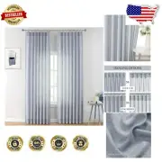 Stylish Light Filtering Pinch Pleat Curtains - Chambray Blue 102" Long, 40" Wide