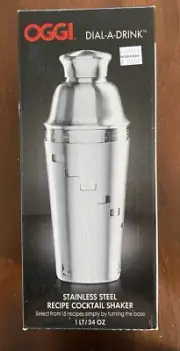 NEW OGGI Stainless Steel 15 Recipe Dial-A-Drink Cocktail Shaker Drink Mixer