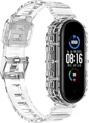 Chofit intended for Xiaomi Mi Band 5/Mi Band 6 Band with Case, Band Women Girl Crystal Clear Jelly Protective Case with Bands intended for Xiaomi Mi Band 5/Mi Band 6 Accessiores (Transparent)
