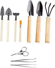 VANZACK 10pcs Multifunctional Gardening Tools for Bonsai Mini Planting Hand Tools for Indoor Easy to Clean Reusable Gardening Kit