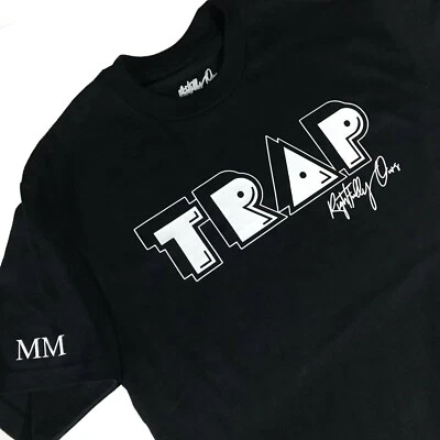 RIGHTFULLY OURS SIZE LARGE TRAP T SHIRT BLACK & WHITE