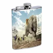 Elephant Art D35 Flask 8oz Stainless Steel Hip Drinking Whiskey