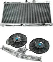 Aluminum Radiator + Fans Compatible For Honda Accord 1990 1991 1992 1993 / PRELUDE 1992-1996 1993 1994 1995 MT