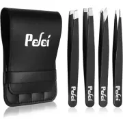 Pefei Tweezers Set - Professional Stainless Steel Tweezers for Eyebrows - Gre...
