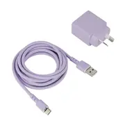 Wall USB Charger with USB-A to USB-C - Purple