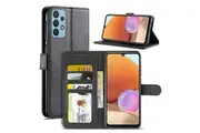 For Samsung Galaxy A32 4G Case SupRShield Wallet Card Leather Flip Magnetic Stand Phone Cover (Black)