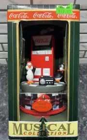 1997 Coca Cola Musical Collection 3 Penguins and Coke Machine- NIB