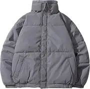 [Generic] Men's Winter Cotton Padded Jacket Male Casual Quilted Stand Collar Coat Men Warm Zipper Reflective Drawstring Jacket