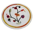 18'' White Marble Center Coffee Side Table Top Inlay Malachite