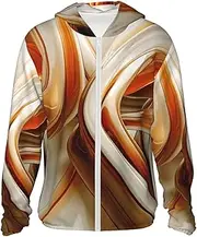 [JHLMN] UPF 50+ Sun Protection Hoodie Jacket Full Zip Long Sleeve Sun Shirt Orange White Lines Fishing Shirt