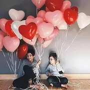 Augshy Heart Balloons Kit,3 Style 12 Inch Heart Shape Latex Balloons for Valentines Day,Wedding Party,Propose Marriage,