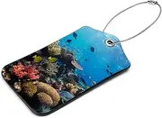 [CWAGFEQZ] 2-Pc Luggage Tags for Suitcases,Travel Tags for Luggage,Tropical Corals Fish Natural Life
