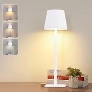 Cordless Table Lamp,Rechargeable White Desk lamp 5000mAh Battery Operated Table Light Metal Shell Touch Lamps for Bedrooms Restaurant Bars Party Camping Coffee Shop