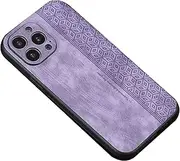 Case for iPhone 14/14 Plus/14 Pro/14 Pro Max, Premium PU Leather Back Case, All-Inclusive Lens Design, Side Anti-Skid Support Wireless Charging (Color : Purple, Size : 14 6.1")